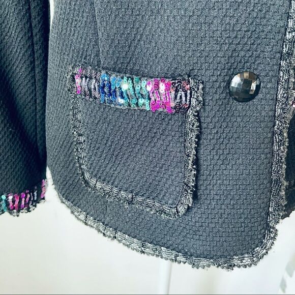 Laura Ashley Lace Trim & Sequin Design Blazer MEDIUM - Picture 6 of 14